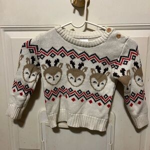 Holiday Time Cream Sweater with Reindeer Design size 2T